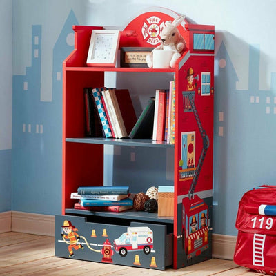 Teamson Kids Room Decor Little Fire Fighters Bookshelf
