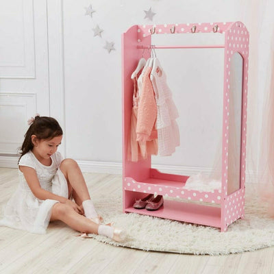 Teamson Kids Room Decor Little Princess Bella Clothing Rack with Storage - Pink
