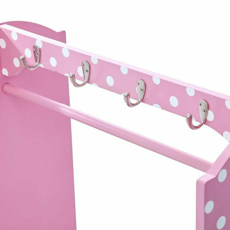 Teamson Kids Room Decor Little Princess Bella Clothing Rack with Storage - Pink