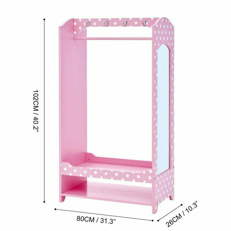 Teamson Kids Room Decor Little Princess Bella Clothing Rack with Storage - Pink