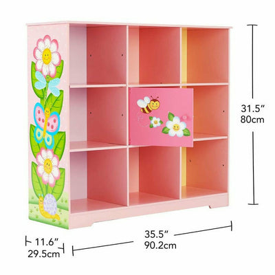 Teamson Kids Room Decor Magic Garden Adjustable Cube Bookshelf