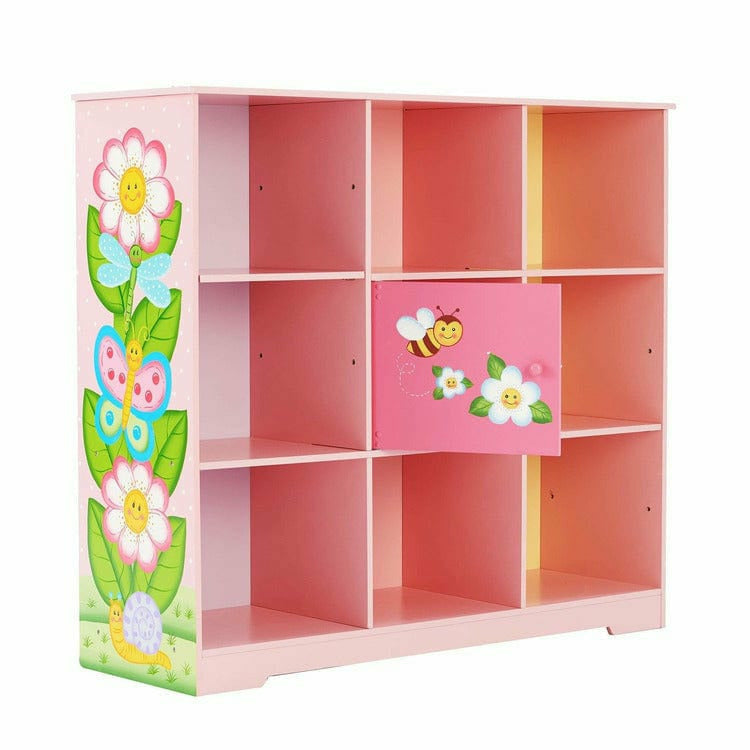 Teamson Kids Room Decor Magic Garden Adjustable Cube Bookshelf