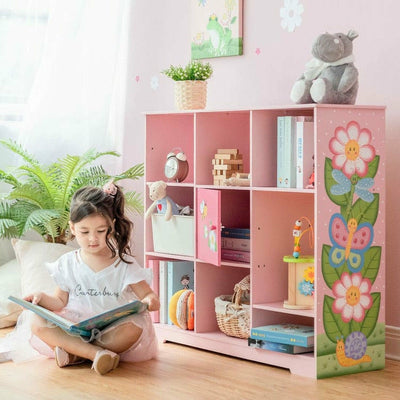 Teamson Kids Room Decor Magic Garden Adjustable Cube Bookshelf