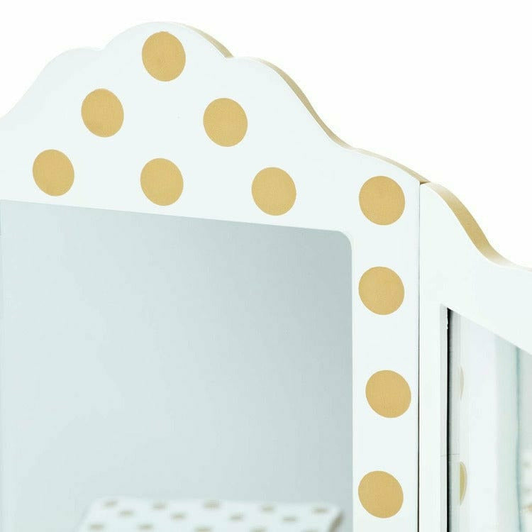 Teamson Kids Room Decor Polka Dot Gisele Play Vanity Set - White/Gold