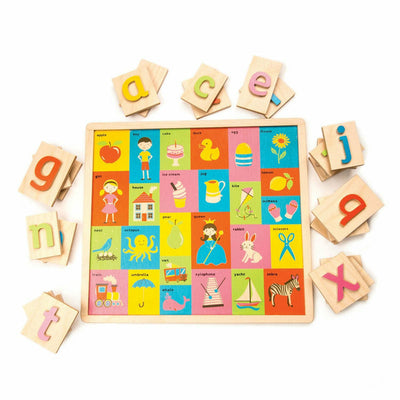 Tender Leaf Toys Preschool Wooden Alphabet Pictures Board