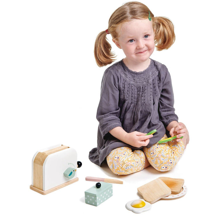 Tender Leaf Toys Preschool Wooden Mini Chef Breakfast Toaster Set