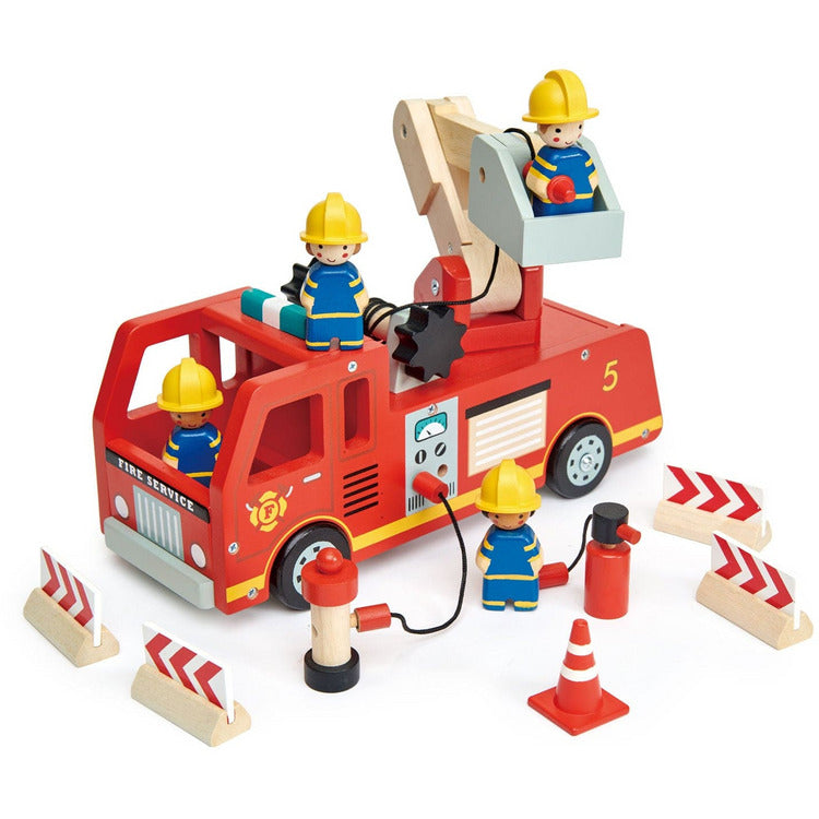 Tender Leaf Toys Preschool Wooden Toy Fire Engine Truck