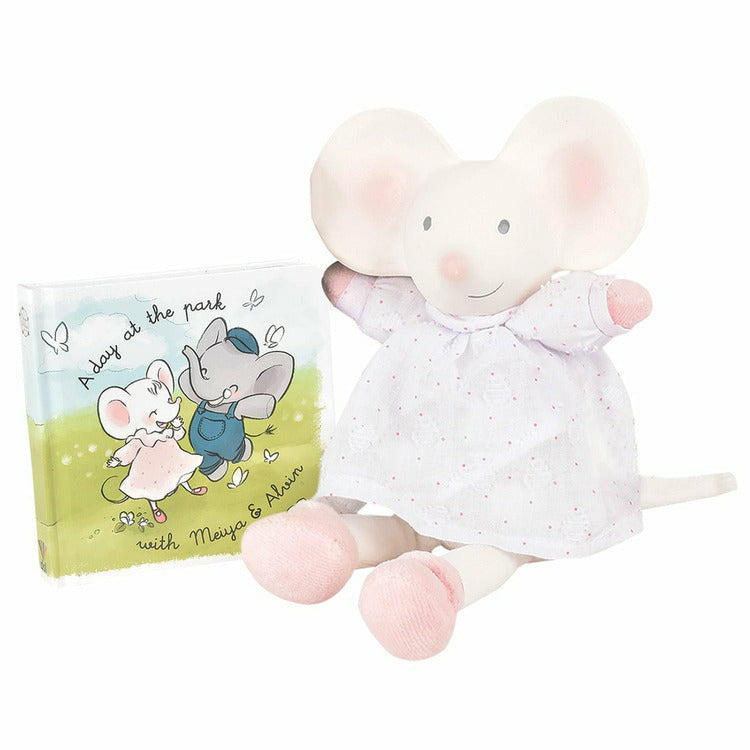 Tikiri Toys Infants Meiya the Mouse - Rubber Head Deluxe Toy with Book